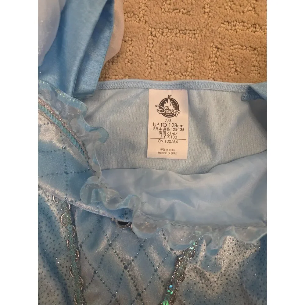 NWT Disney Store Blue Cinderella Dress Size 7/8 Ball Gown Costume Long